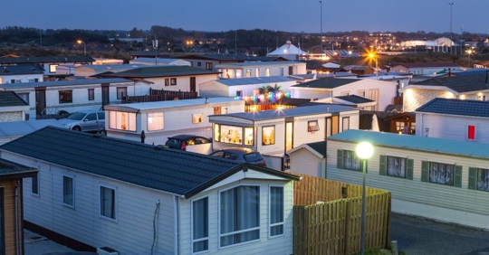 aerial shot of a mobile home park